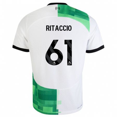 Kandiny Niño Camiseta Matteo Ritaccio #61 Blanco Verde 2ª Equipación 2023/24 La Camisa Chile