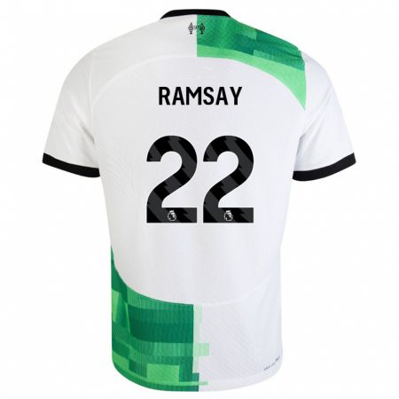 Kandiny Niño Camiseta Calvin Ramsay #22 Blanco Verde 2ª Equipación 2023/24 La Camisa Chile