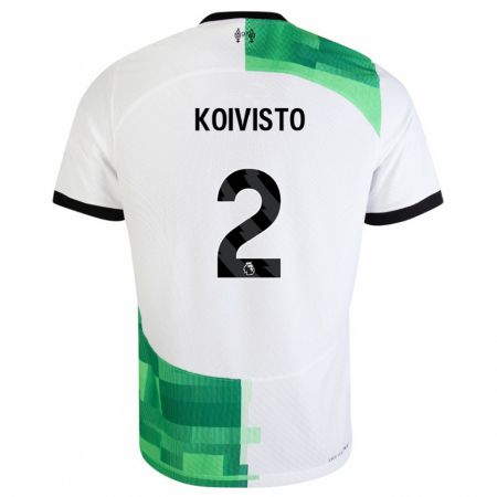 Kandiny Niño Camiseta Emma Koivisto #2 Blanco Verde 2ª Equipación 2023/24 La Camisa Chile