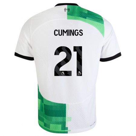 Kandiny Niño Camiseta Eartha Cumings #21 Blanco Verde 2ª Equipación 2023/24 La Camisa Chile