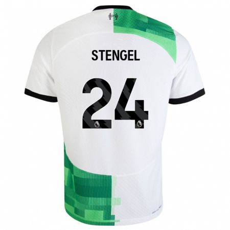 Kandiny Niño Camiseta Katie Stengel #24 Blanco Verde 2ª Equipación 2023/24 La Camisa Chile