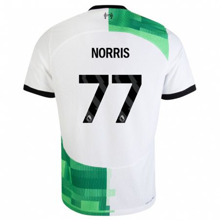 Kandiny Niño Camiseta James Norris #77 Blanco Verde 2ª Equipación 2023/24 La Camisa Chile