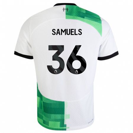 Kandiny Niño Camiseta Kerron Samuels #36 Blanco Verde 2ª Equipación 2023/24 La Camisa Chile