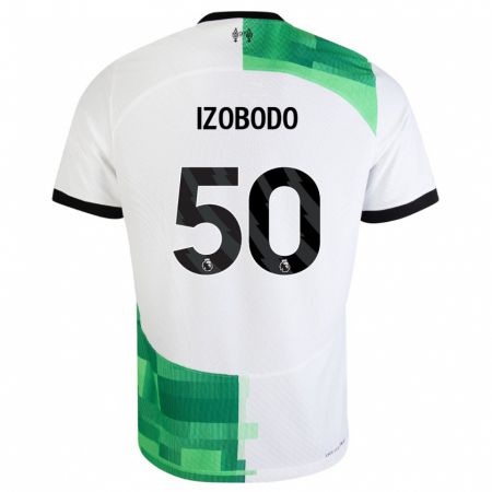 Kandiny Niño Camiseta Elijah Izobodo John #50 Blanco Verde 2ª Equipación 2023/24 La Camisa Chile