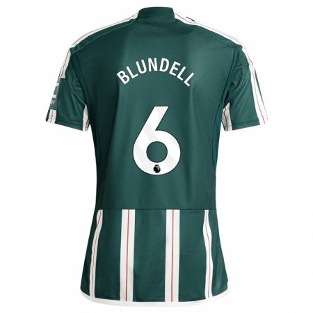 Kandiny Niño Camiseta Hannah Blundell #6 Verde Oscuro 2ª Equipación 2023/24 La Camisa Chile