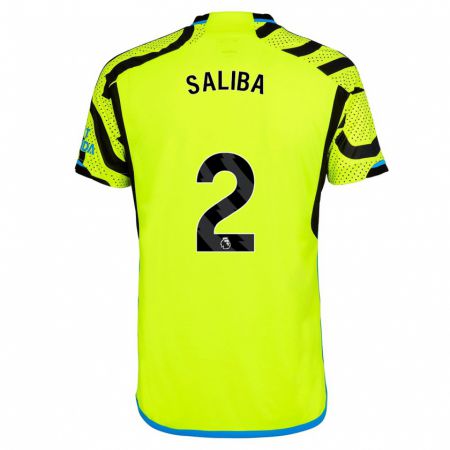 Kandiny Niño Camiseta William Saliba #2 Amarillo 2ª Equipación 2023/24 La Camisa Chile