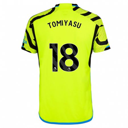 Kandiny Niño Camiseta Takehiro Tomiyasu #18 Amarillo 2ª Equipación 2023/24 La Camisa Chile