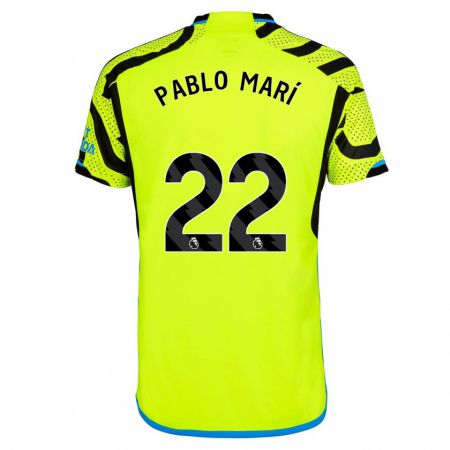 Kandiny Niño Camiseta Pablo Mari #22 Amarillo 2ª Equipación 2023/24 La Camisa Chile