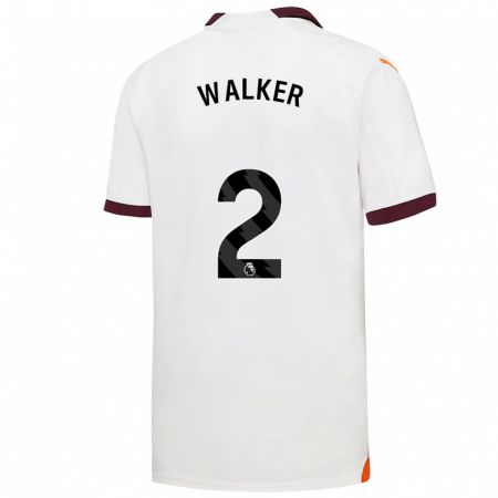 Kandiny Niño Camiseta Kyle Walker #2 Blanco 2ª Equipación 2023/24 La Camisa Chile