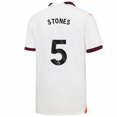 Kandiny Niño Camiseta John Stones #5 Blanco 2ª Equipación 2023/24 La Camisa Chile