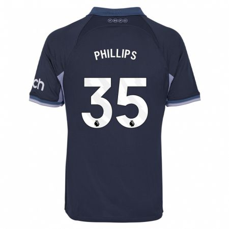 Kandiny Niño Camiseta Ashley Phillips #35 Azul Oscuro 2ª Equipación 2023/24 La Camisa Chile