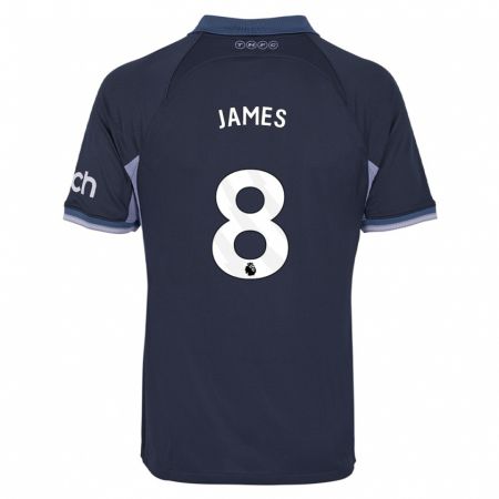 Kandiny Niño Camiseta Angharad James #8 Azul Oscuro 2ª Equipación 2023/24 La Camisa Chile
