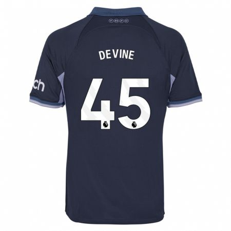 Kandiny Niño Camiseta Alfie Devine #45 Azul Oscuro 2ª Equipación 2023/24 La Camisa Chile