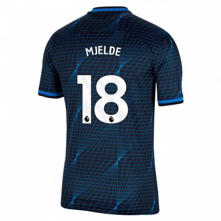 Kandiny Niño Camiseta Maren Mjelde #18 Azul Oscuro 2ª Equipación 2023/24 La Camisa Chile