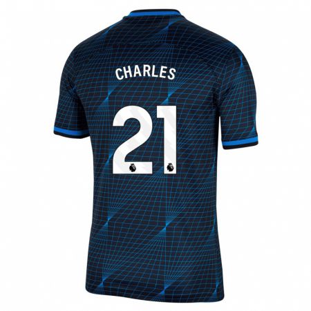 Kandiny Niño Camiseta Niamh Charles #21 Azul Oscuro 2ª Equipación 2023/24 La Camisa Chile