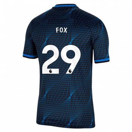 Kandiny Niño Camiseta Jorja Fox #29 Azul Oscuro 2ª Equipación 2023/24 La Camisa Chile