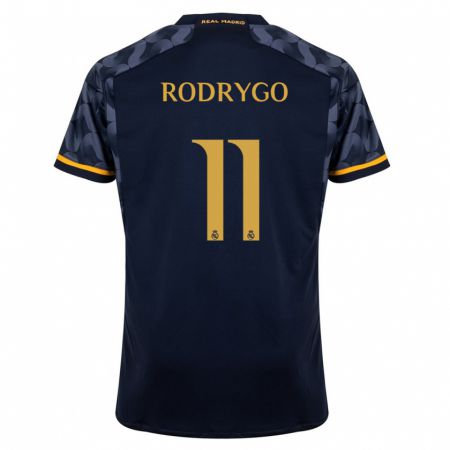 Kandiny Niño Camiseta Rodrygo #11 Azul Oscuro 2ª Equipación 2023/24 La Camisa Chile