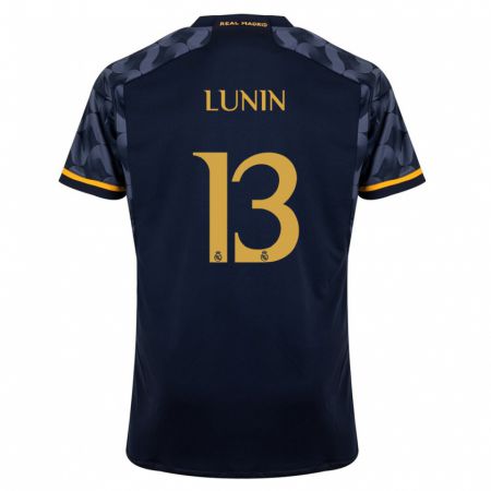Kandiny Niño Camiseta Andriy Lunin #13 Azul Oscuro 2ª Equipación 2023/24 La Camisa Chile