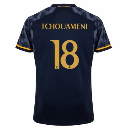 Kandiny Niño Camiseta Aurélien Tchouaméni #18 Azul Oscuro 2ª Equipación 2023/24 La Camisa Chile