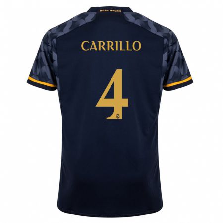 Kandiny Niño Camiseta Álvaro Carrillo #4 Azul Oscuro 2ª Equipación 2023/24 La Camisa Chile