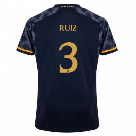 Kandiny Niño Camiseta David Ruiz #3 Azul Oscuro 2ª Equipación 2023/24 La Camisa Chile