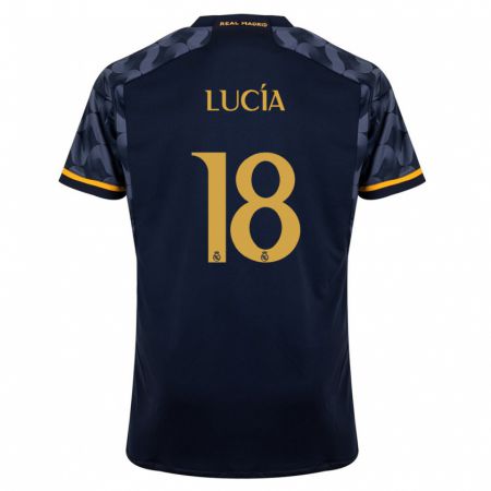 Kandiny Niño Camiseta Lucia Rodriguez #18 Azul Oscuro 2ª Equipación 2023/24 La Camisa Chile