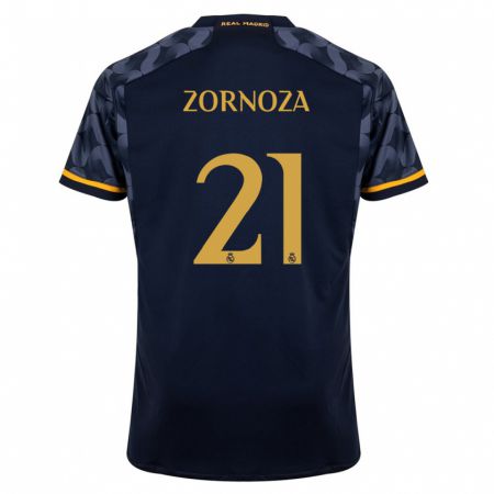 Kandiny Niño Camiseta Claudia Zornoza #21 Azul Oscuro 2ª Equipación 2023/24 La Camisa Chile