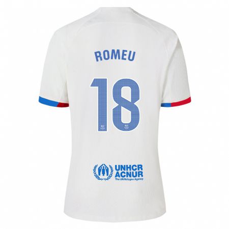 Kandiny Niño Camiseta Oriol Romeu #18 Blanco 2ª Equipación 2023/24 La Camisa Chile