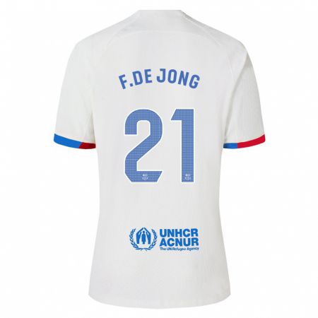 Kandiny Niño Camiseta Frenkie De Jong #21 Blanco 2ª Equipación 2023/24 La Camisa Chile