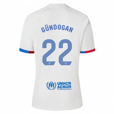 Kandiny Niño Camiseta Ilkay Gündogan #22 Blanco 2ª Equipación 2023/24 La Camisa Chile