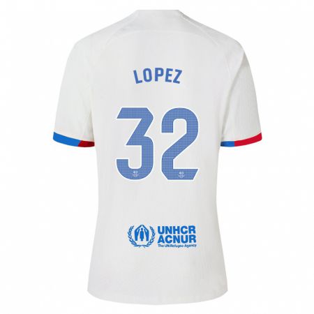 Kandiny Niño Camiseta Fermín López #32 Blanco 2ª Equipación 2023/24 La Camisa Chile