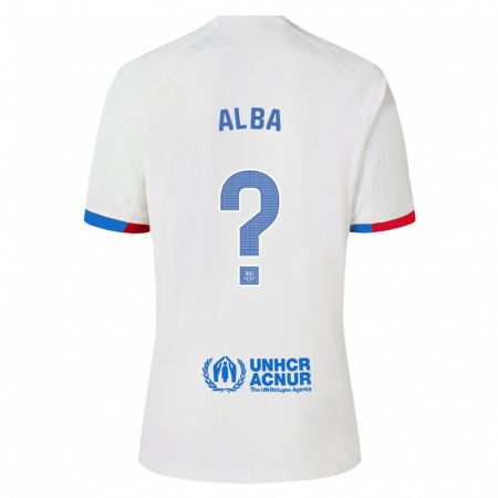 Kandiny Niño Camiseta Javi Alba #0 Blanco 2ª Equipación 2023/24 La Camisa Chile