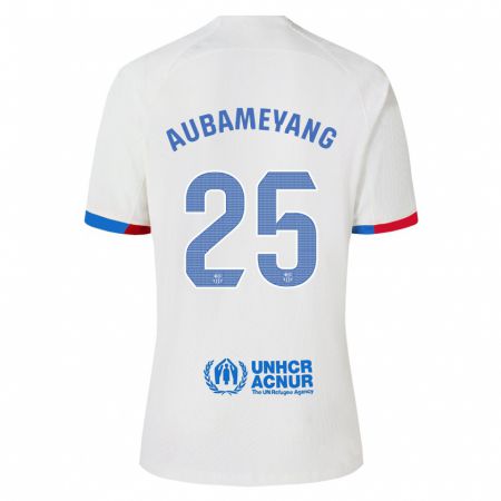 Kandiny Niño Camiseta Pierre Emerick Aubameyang #25 Blanco 2ª Equipación 2023/24 La Camisa Chile