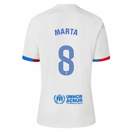 Kandiny Niño Camiseta Marta Torrejon #8 Blanco 2ª Equipación 2023/24 La Camisa Chile