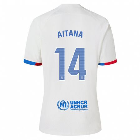 Kandiny Niño Camiseta Aitana Bonmati #14 Blanco 2ª Equipación 2023/24 La Camisa Chile