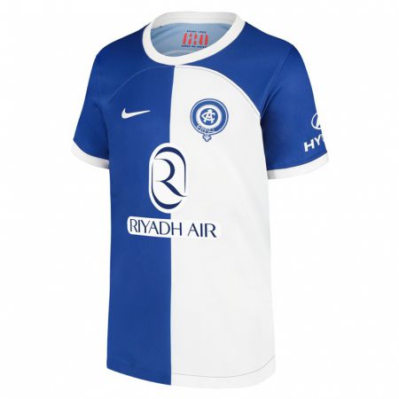 Kandiny Niño Camiseta Gonzalo Onrubia Delgado #0 Azul Blanco 2ª Equipación 2023/24 La Camisa Chile