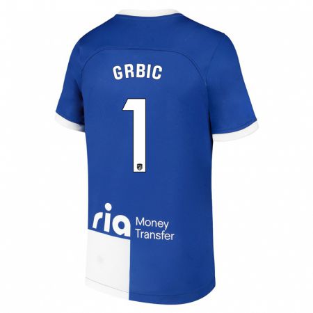 Kandiny Niño Camiseta Ivo Grbic #1 Azul Blanco 2ª Equipación 2023/24 La Camisa Chile