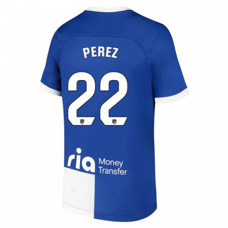 Kandiny Niño Camiseta Pablo Pérez #22 Azul Blanco 2ª Equipación 2023/24 La Camisa Chile
