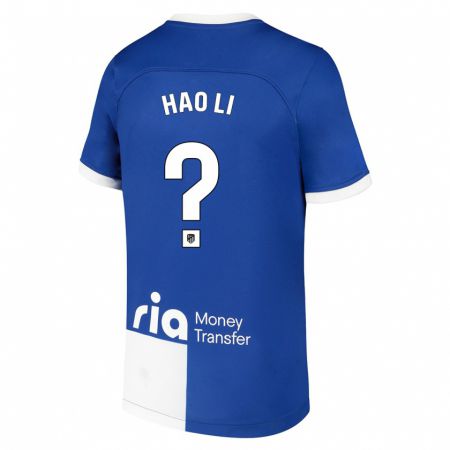 Kandiny Niño Camiseta Hao Li #0 Azul Blanco 2ª Equipación 2023/24 La Camisa Chile