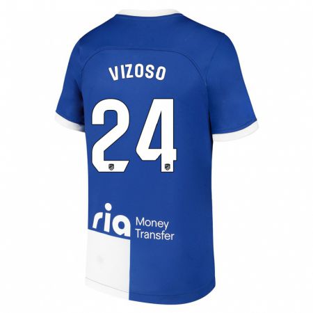 Kandiny Niño Camiseta Paula Vizoso #24 Azul Blanco 2ª Equipación 2023/24 La Camisa Chile