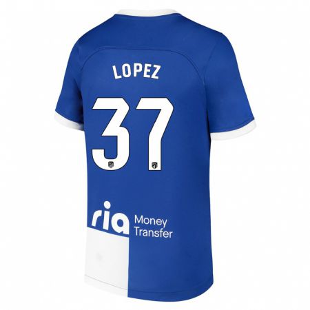Kandiny Niño Camiseta Alex Lopez #37 Azul Blanco 2ª Equipación 2023/24 La Camisa Chile