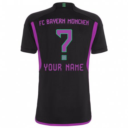Kandiny Niño Camiseta Su Nombre #0 Negro 2ª Equipación 2023/24 La Camisa Chile