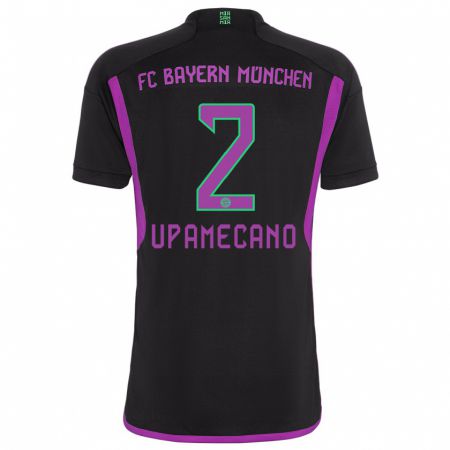 Kandiny Niño Camiseta Dayot Upamecano #2 Negro 2ª Equipación 2023/24 La Camisa Chile