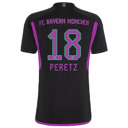 Kandiny Niño Camiseta Daniel Peretz #18 Negro 2ª Equipación 2023/24 La Camisa Chile