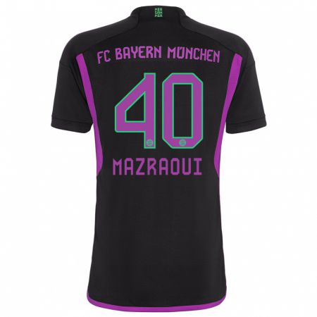 Kandiny Niño Camiseta Noussair Mazraoui #40 Negro 2ª Equipación 2023/24 La Camisa Chile