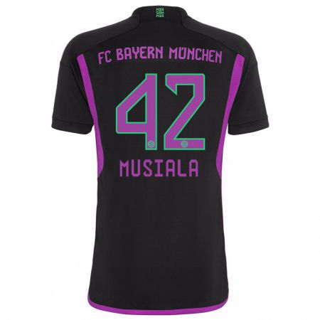 Kandiny Niño Camiseta Jamal Musiala #42 Negro 2ª Equipación 2023/24 La Camisa Chile