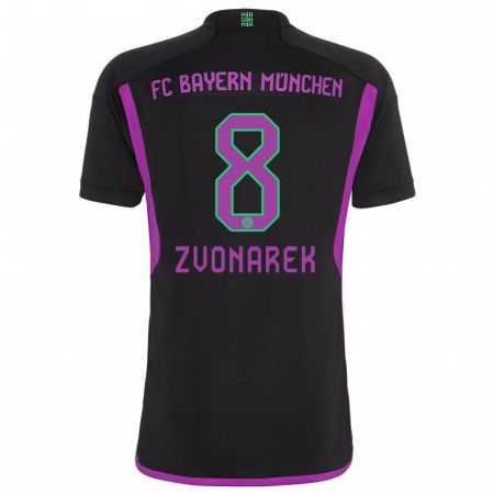 Kandiny Niño Camiseta Lovro Zvonarek #8 Negro 2ª Equipación 2023/24 La Camisa Chile