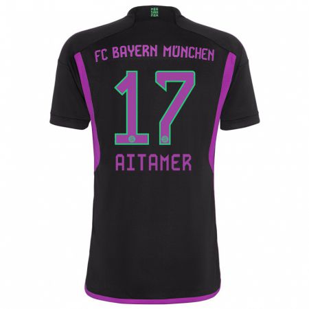 Kandiny Niño Camiseta Younes Aitamer #17 Negro 2ª Equipación 2023/24 La Camisa Chile