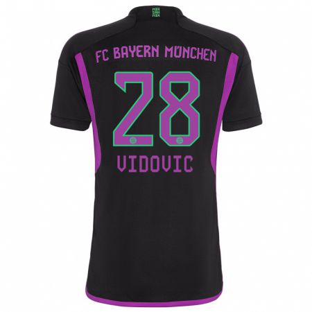 Kandiny Niño Camiseta Gabriel Vidovic #28 Negro 2ª Equipación 2023/24 La Camisa Chile