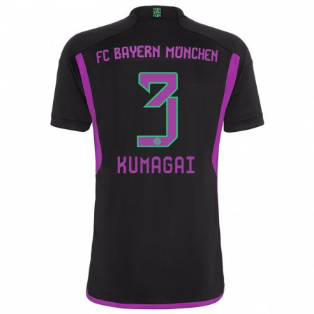 Kandiny Niño Camiseta Saki Kumagai #3 Negro 2ª Equipación 2023/24 La Camisa Chile